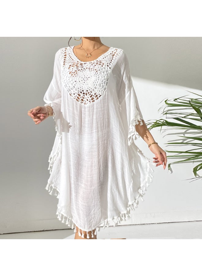 فستان الشاطئ 2024 بلوزة الشاطئ الكروشيه خياطة شرابة ملابس السباحة بي اللون الخارجي: 6518-أسود- - Image 3